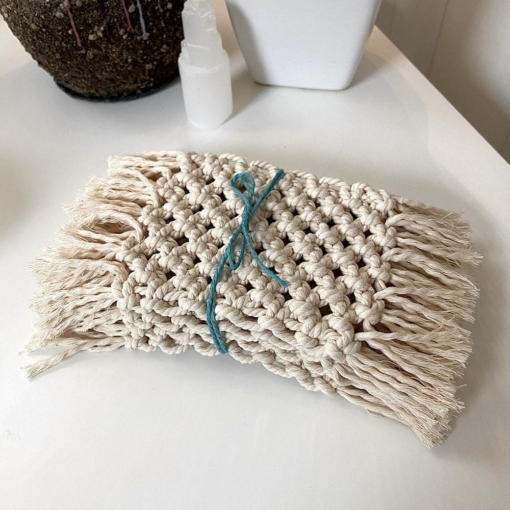Set of 4 Boho Macrame Coasters - Picture 5 of 5